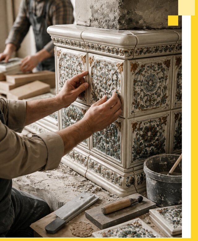 Изразцовые камины под ключ в Советской Гавани: проект и монтаж