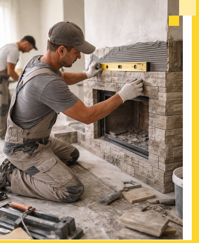 Облицовка каминов в Советской Гавани, монтаж и отделка натуральным камнем