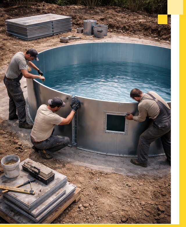 Круглые бассейны под ключ в Советской Гавани проектирование и монтаж