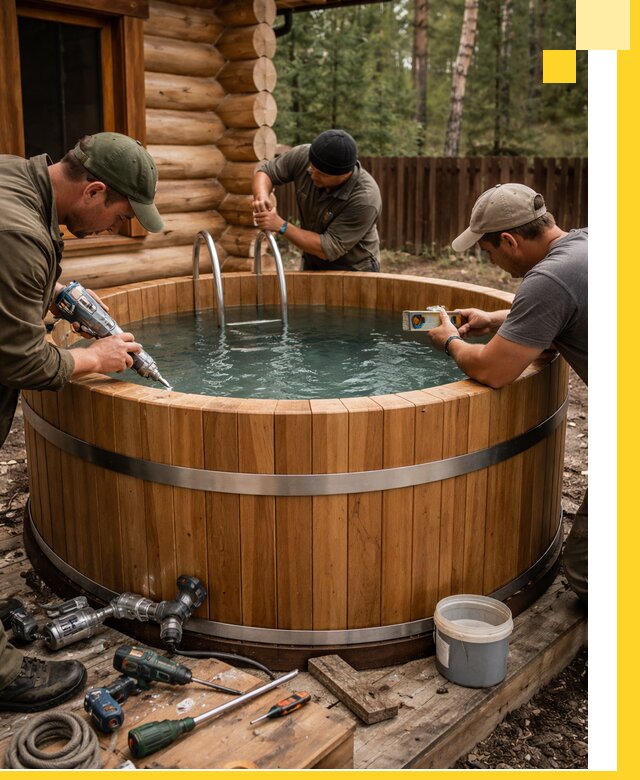 Строительство бань с купелью под ключ и отделкой в Советской Гавани