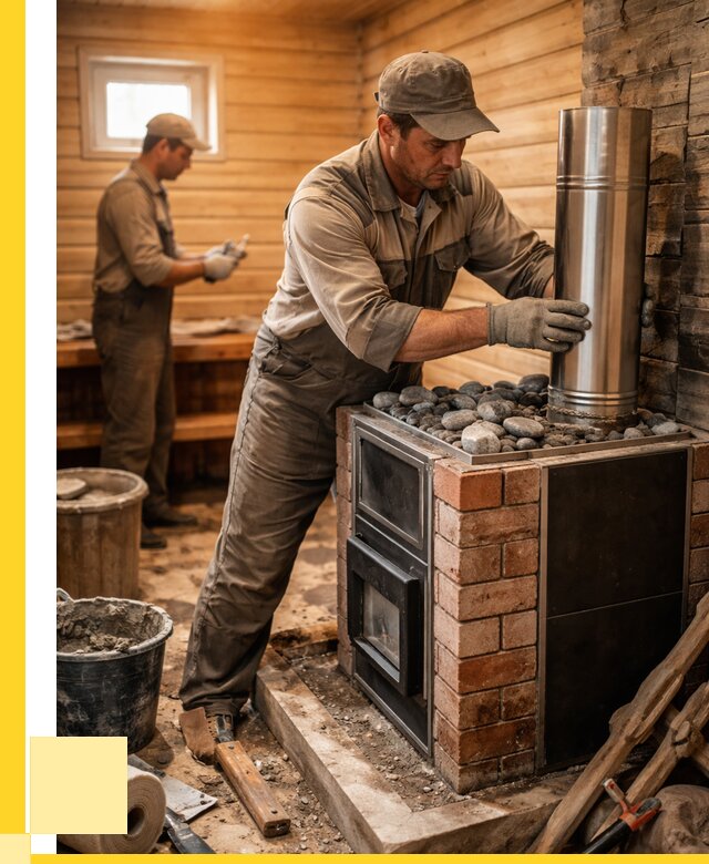 Монтаж печи в бане под ключ в Советской Гавани от 20778 р. | ЭриданСвс