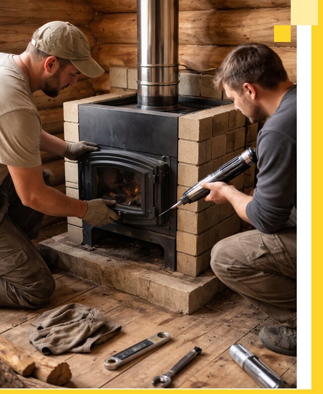 Монтаж и установка печи в бане под ключ с гарантией в Советской Гавани