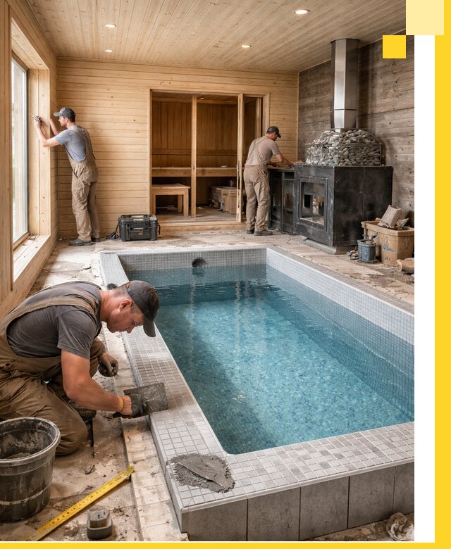 Проект бани с бассейном и сауной в Советской Гавани под ключ