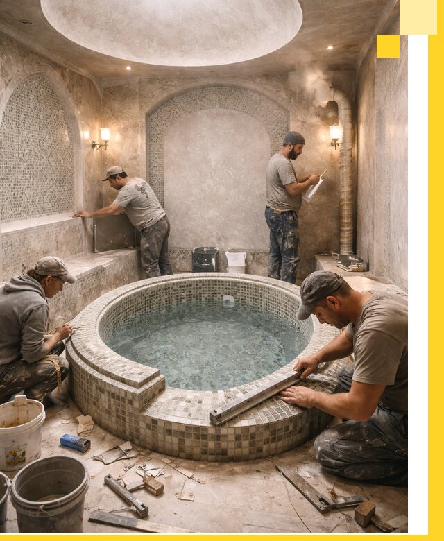 Профессиональное строительство хамама с бассейном в Советской Гавани под ключ