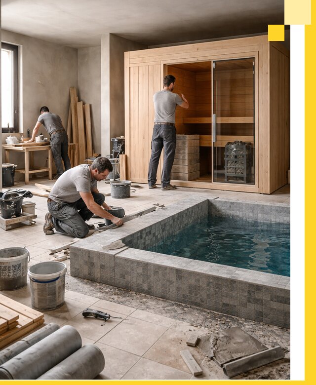 SPA зоны под ключ с бассейном сауной и печью в Советской Гавани